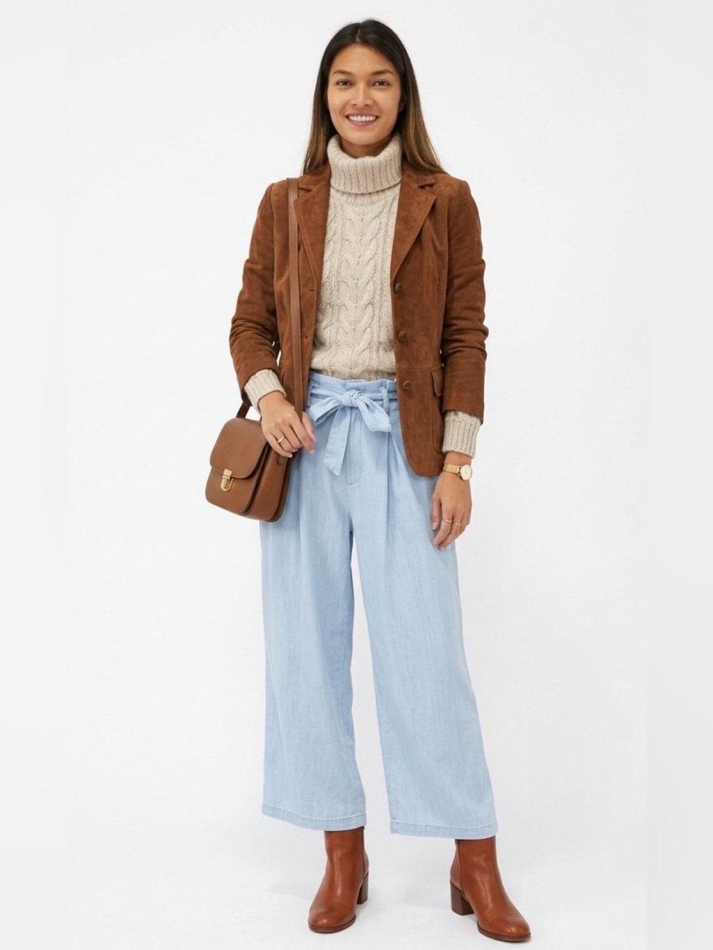 NWT Billy T Light Wash Chambray Wide-Leg Cropped Pants -  MD sold out online